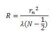 R=(rn)^2 over lambda*(n-.5)